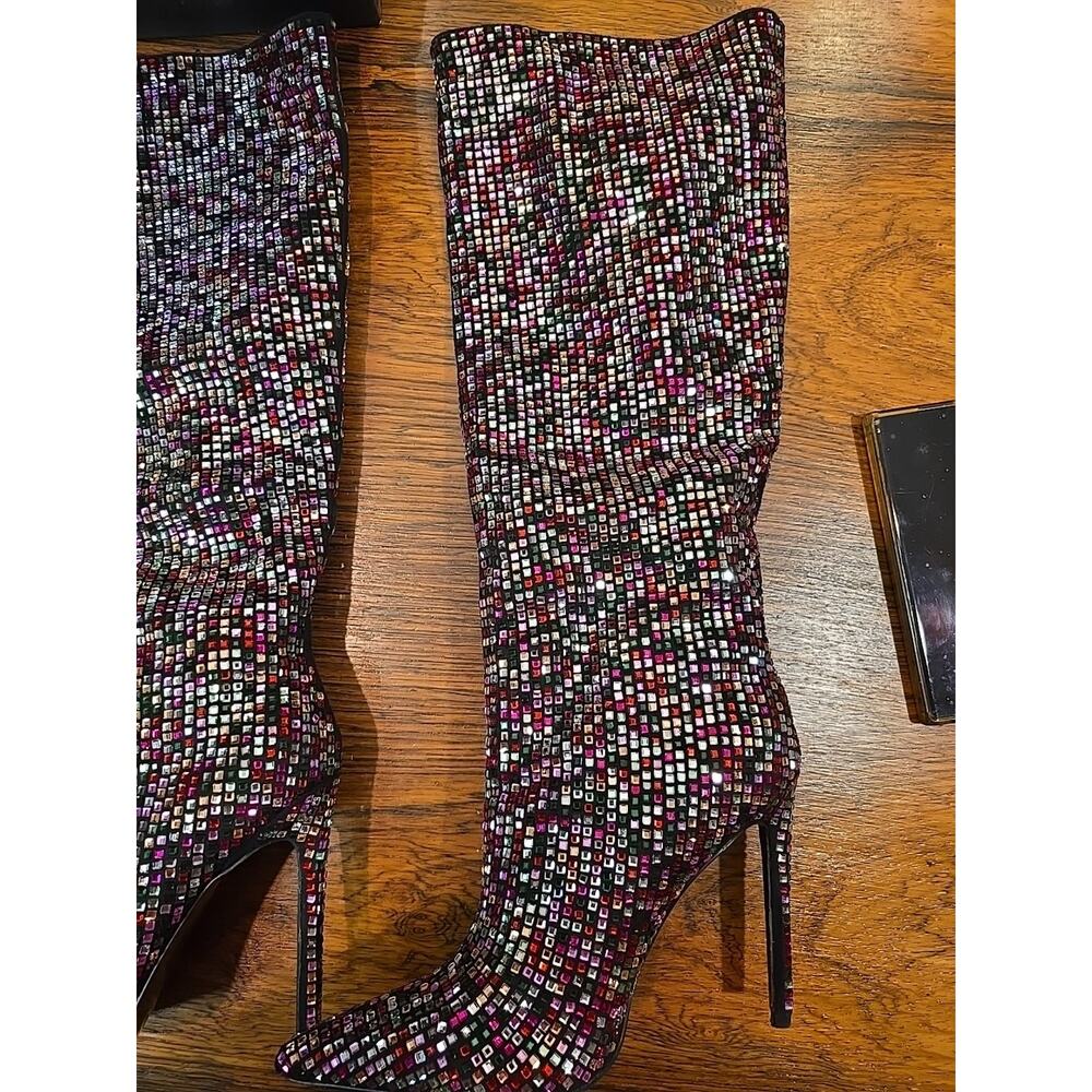 Azalea Wang Izzy-Multi Rhinestone Stiletto Heel Boot Women's Size 8 - Picture 11 of 16